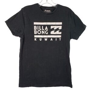 Billabong Kuwait‎ T Shirt Mens Small Black Logo Graphic Tee Surf Skate Beach Y2K